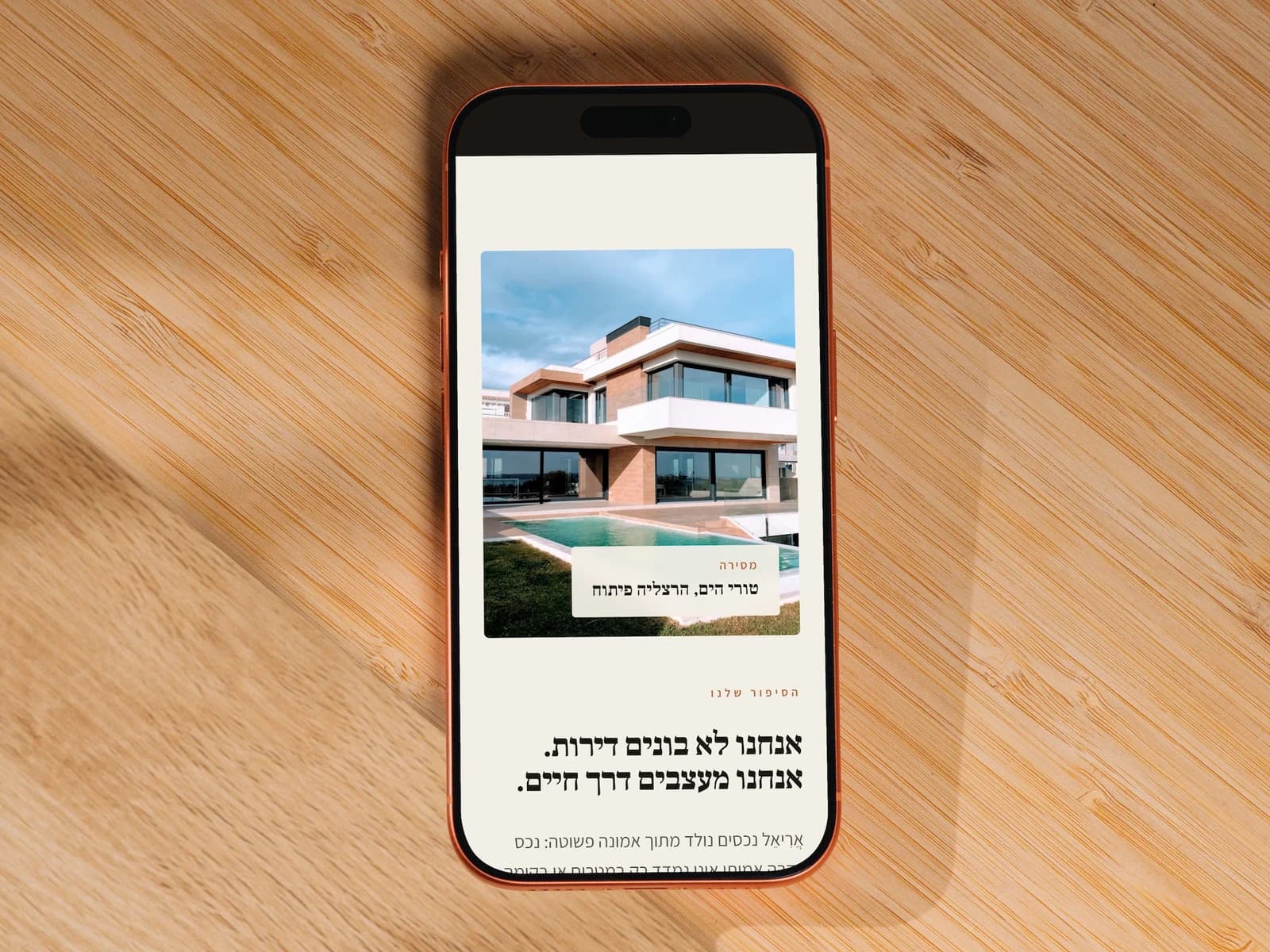 צילום מסך של עמוד הבית באתר תדמית של אֲרִיאֵל נכסים, בתצוגת מחשב ולצידה בטלפון